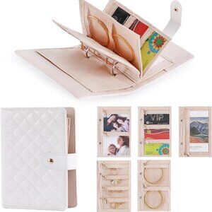 Travel Jewelry Organizer Case, Velvet Jewelry Pouches Bags with Zipper | Cream